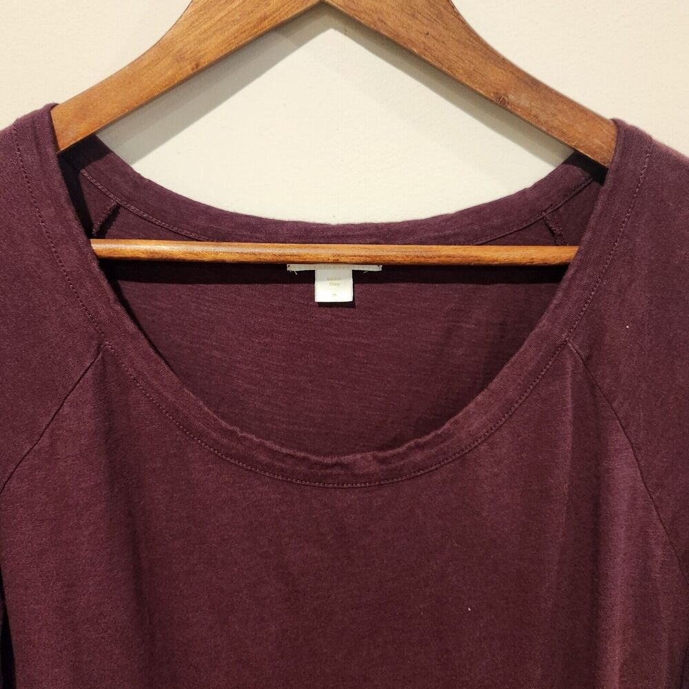 Garnet Hill Burgundy Red 3/4 Sleeve Midi Shirt Dress Size Medium Minimalist - Picture 2 of 9
